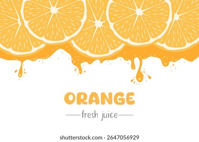 A label template for natural orange juice. Organic fresh fruits. Vector illustration