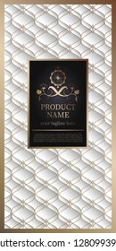 Label template on seamless background. Luxury design for luxury product packaging. With gold foil. And silver isolated on white background. Vector