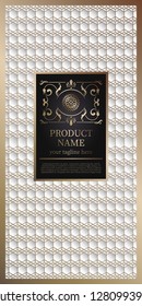 Label template on seamless background. Luxury design for luxury product packaging. With gold foil. And silver isolated on white background. Vector