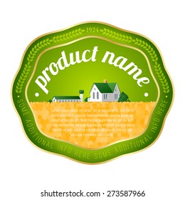 label template with rural landscape