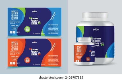 label template supplement vitamin label bottle label packaging design creative and modern design with multi vitamin natural vector medicine label.