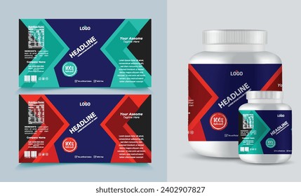 Etiketten-Vorlage ergänzen Vitamin-Label-Verpackung Design kreatives und modernes Design mit Multi Vitamin natürlichen Vektormedizin-Label.
