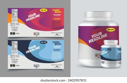label template supplement vitamin label bottle label packaging design creative and modern design with multi vitamin natural vector medicine label.