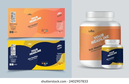 label template supplement vitamin label bottle label packaging design creative and modern design with multi vitamin natural vector medicine label.