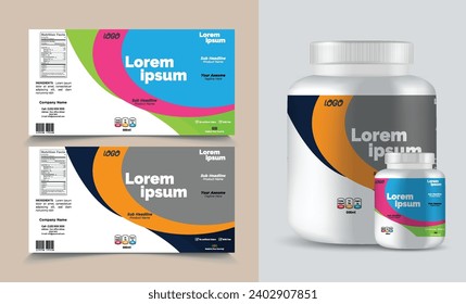 label template supplement vitamin label bottle label packaging design creative and modern design with multi vitamin natural vector medicine label.