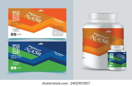 label template supplement vitamin label bottle label packaging design creative and modern design with multi vitamin natural vector medicine label.