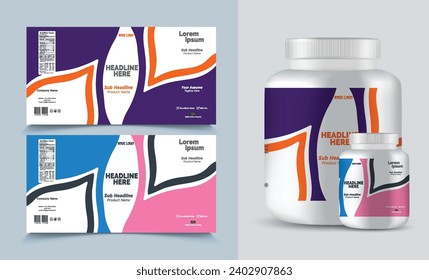 label template supplement vitamin label bottle label packaging design creative and modern design with multi vitamin natural vector medicine label.