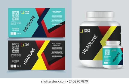 label template supplement vitamin label bottle label packaging design creative and modern design with multi vitamin natural vector medicine label.