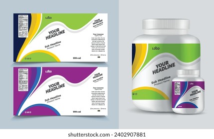 label template supplement vitamin label bottle label packaging design creative and modern design with multi vitamin natural vector medicine label.