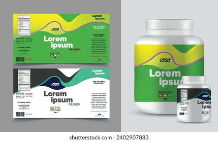 label template supplement vitamin label bottle label packaging design creative and modern design with multi vitamin natural vector medicine label.