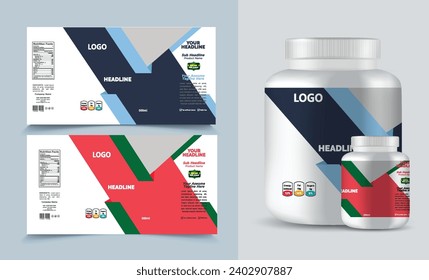 label template supplement vitamin label bottle label packaging design creative and modern design with multi vitamin natural vector medicine label.