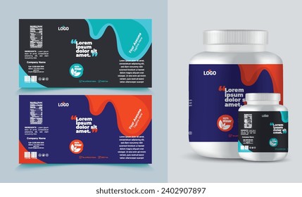 label template supplement vitamin label bottle label packaging design creative and modern design with multi vitamin natural vector medicine label.