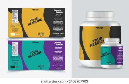 label template supplement vitamin label bottle label packaging design creative and modern design with multi vitamin natural vector medicine label.