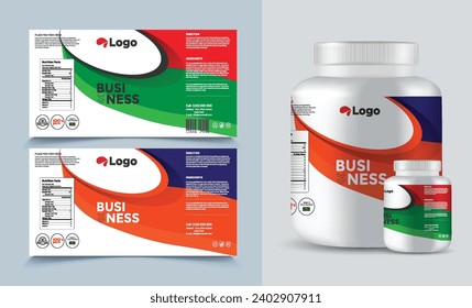 label template supplement vitamin label bottle label packaging design creative and modern design with multi vitamin natural vector medicine label.