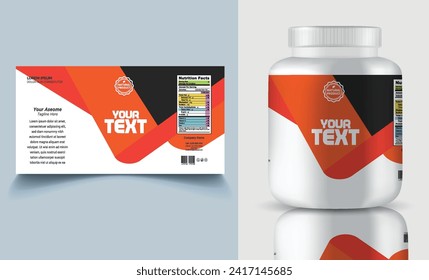 suplemento de plantilla de etiqueta de la vitamina etiqueta del envase del frasco diseño creativo y moderno con etiqueta de medicina vectorial natural multivitamínica.