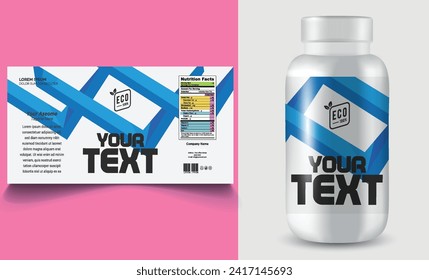 Etiketten-Vorlage ergänzen Vitamin-Label-Verpackung Design kreatives und modernes Design mit Multi Vitamin natürlichen Vektormedizin-Label.