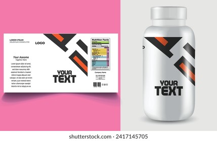 Etiketten-Vorlage ergänzen Vitamin-Label-Verpackung Design kreatives und modernes Design mit Multi Vitamin natürlichen Vektormedizin-Label.