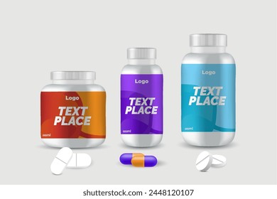 label template supplement vitamin label bottle label packaging design creative and modern design with multi vitamin natural vector medicine label.