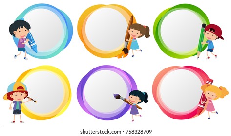 Label Templates Kids Coloring Illustration Stock Vector Royalty Free 758328709