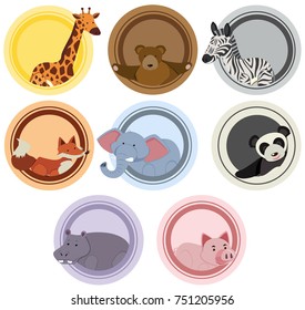 Label templates with wild animals illustration