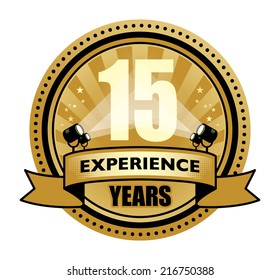 Label with the text 15 Years Experience written inside, vector illustration