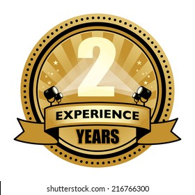 Label with the text 2 Years Experience written inside, vector illustration