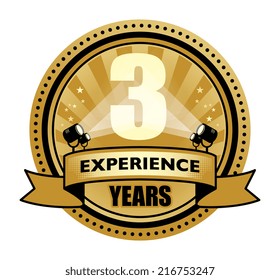 Label with the text 3 Years Experience written inside, vector illustration