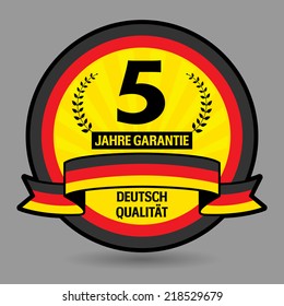 Label with the text 5 years guarantee written inside, vector illustration