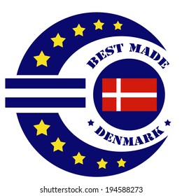 Label with text Best Made -Denmark and abstract euro sign,vector illustration