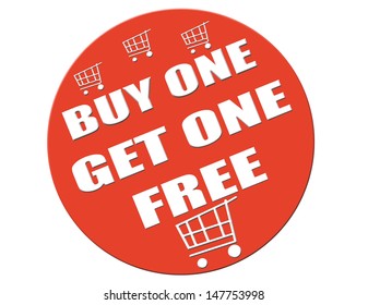 Label with text Buy one get one free,vector illustration
