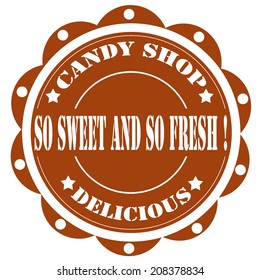 Label with text Candy Shop,vector illustration