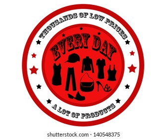 Label with text every day inside,vector illustration