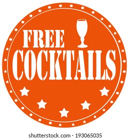 Label with text Free Cocktails,vector illustration