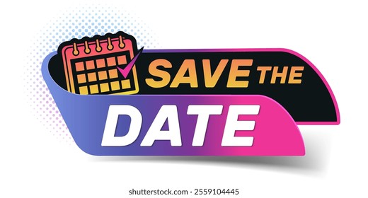 Label With Text Save The Date.	