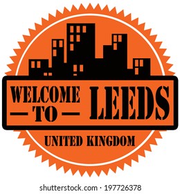 Label with text Welcome To Leeds,vector illustration