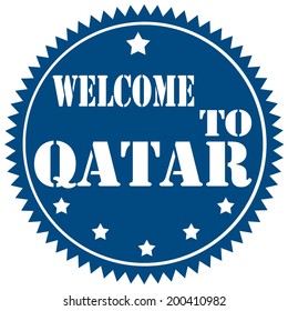Label with text Welcome To Qatar,vector illustration