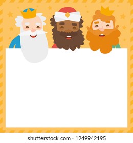 Label of The three kings of orient, Melchior, Gaspard and Balthazar. Funny vectorized letter. 