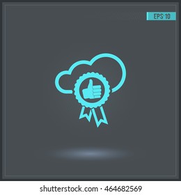 Label with thumb up. Vector icon.