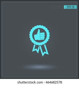 Label with thumb up. Vector icon.