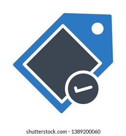 label tick glyph double color icon