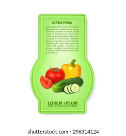 Label with tomato, cucumber and pepper. High quality vector. EPS10 vector