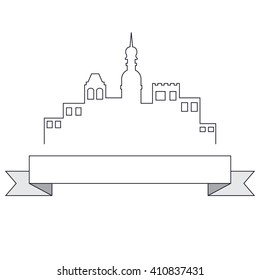 Label town with tape. It is easy to edit. Vector illustration