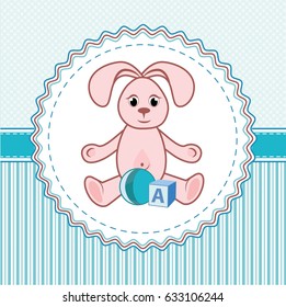 Label toys a rabbit, a ball and a cube