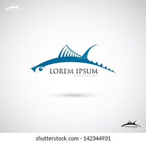 Label With Tuna Fish - Vector Illustration