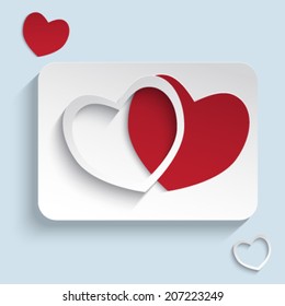 Label with two hearts on a gray background