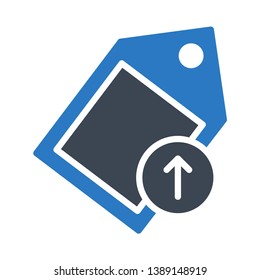 label upload glyph double color icon