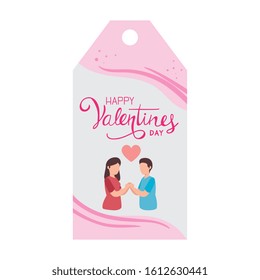label of valentines day with decoration vector illustration design