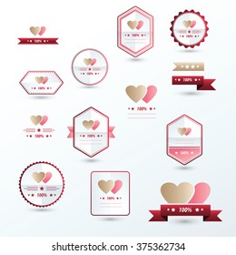 label Valentine's Day set Brown, pink, red