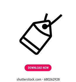 Label vector icon, The outlined symbol of sticker on the chain. Simple, modern flat vector illustration for mobile app, website or desktop app   