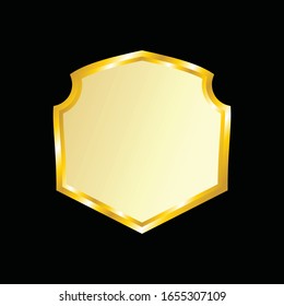 Das Label-Vektorillustration-Symbol setzt eine goldene Farbe auf schwarzem Hintergrund. Das Band ist isoliert in Form von Geschenkideen und Accessoires. Weihnachtsaufkleber und Dekoration für App und Web. Banner-, Abzeichen- und Grenzkollektion.
